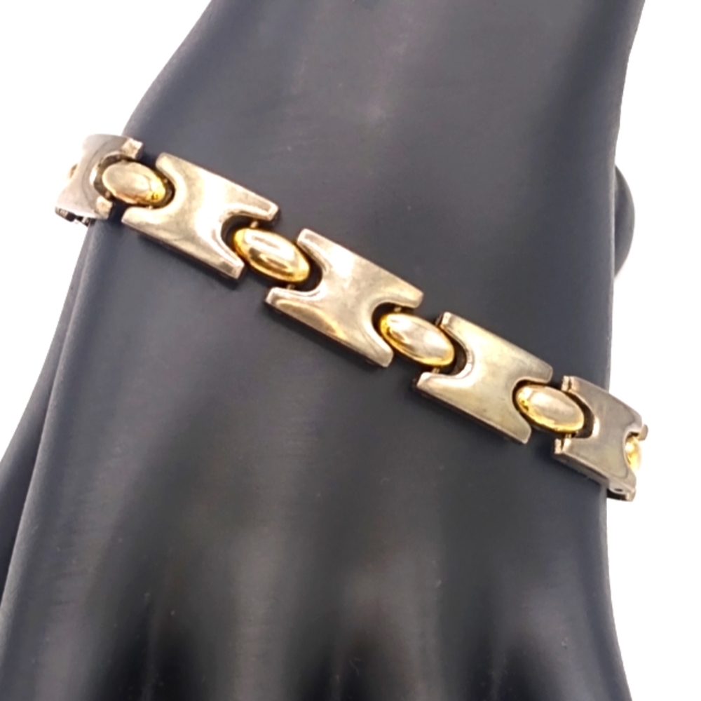 Two tone Flat Link Box clasp Bracelet